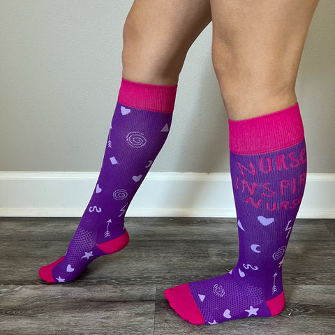 Compression Socks - Nurses Inspire Nurses Purple/Pink