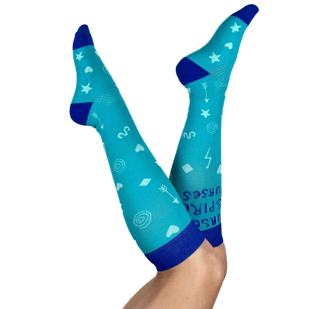 Compression Socks - Nurses Inspire Nurses Mint/Blue