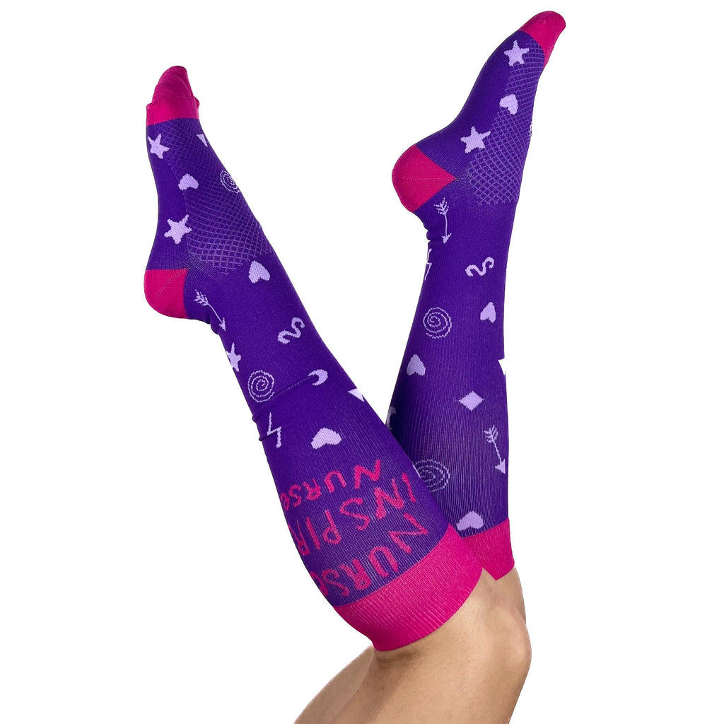 Compression Socks - Nurses Inspire Nurses Purple/Pink