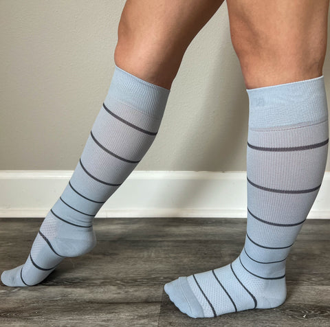 Compression Socks - Compression Socks - Thin Stripe - Grey & Black